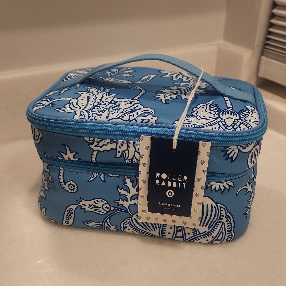 Roller Rabbit Blue and White Floral Train Case
